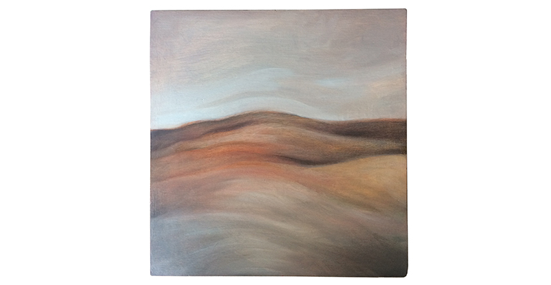 tiny desert, Sara Welponer small oil painting on wood, desert hues, desert tones